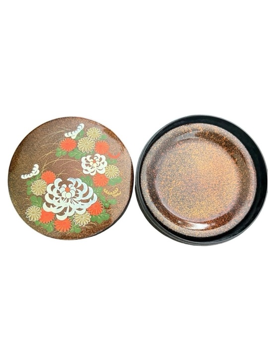 Vintage Other - Japanese‎ 6 Coaster Set Lacquerware Floral Chrysanthemum Maki-e Case MCM Vintage